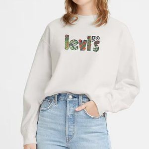 NWT LEVI'S FLORAL LOGO FLEECE CREW NECK SWEATSHIRT (M)